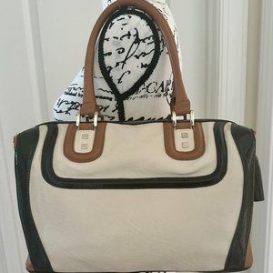 White House Black Market black/tan/white large satchel